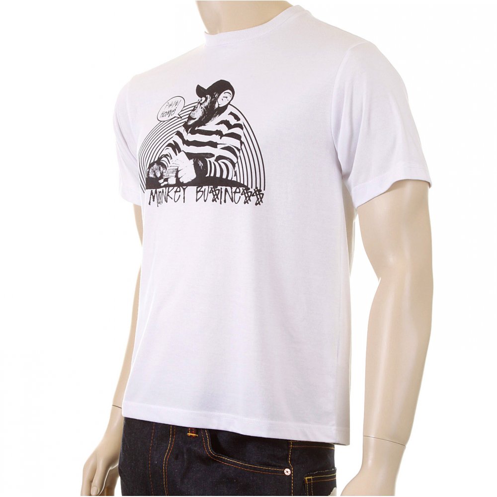 Mens White Short Sleeve Regular Fit T-shirt with Crew Neck