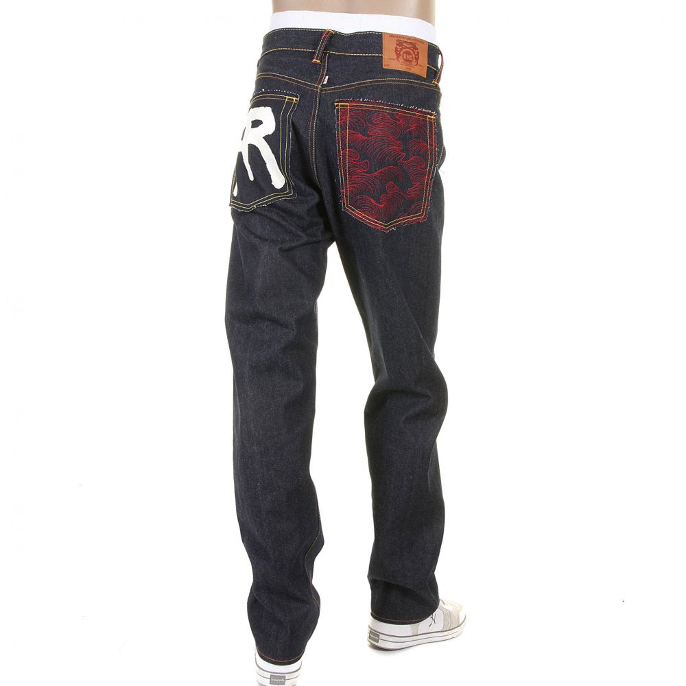 Mens Slim Fit Dark Indigo Raw Denim Jeans