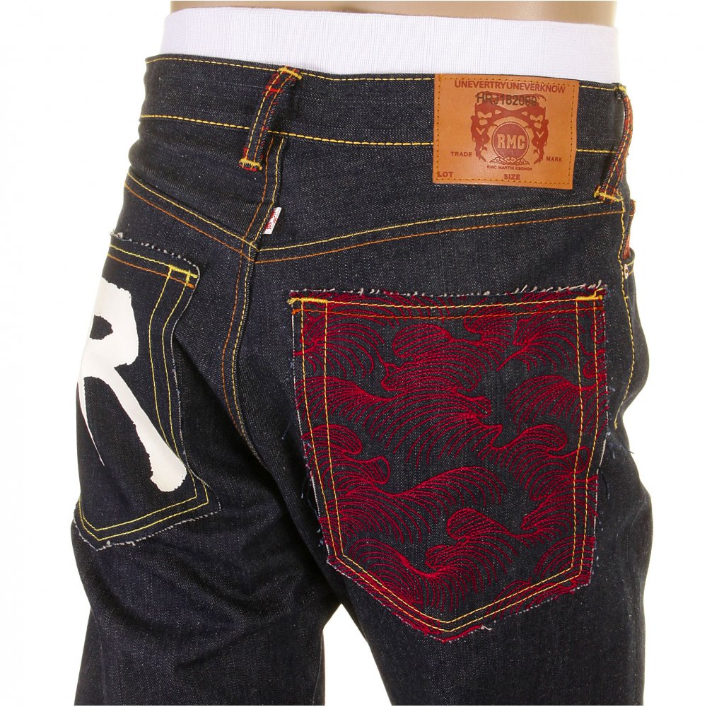 Mens Slim Fit Dark Indigo Raw Denim Jeans
