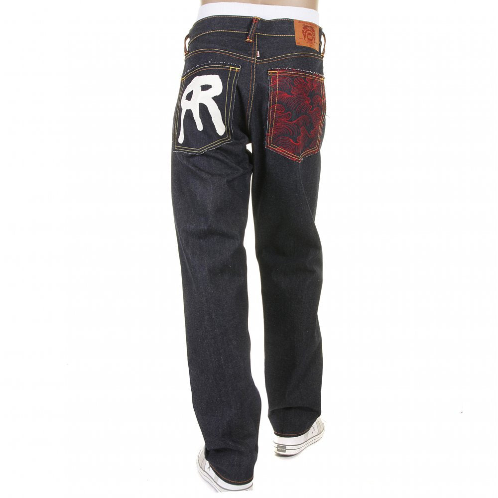 Mens Slim Fit Dark Indigo Raw Denim Jeans