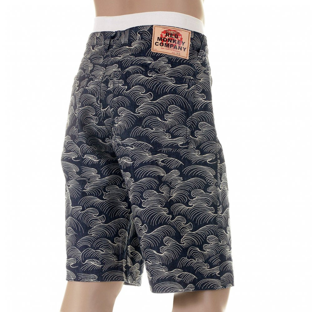 Shop for Mens Denim Shorts with White Embroidery
