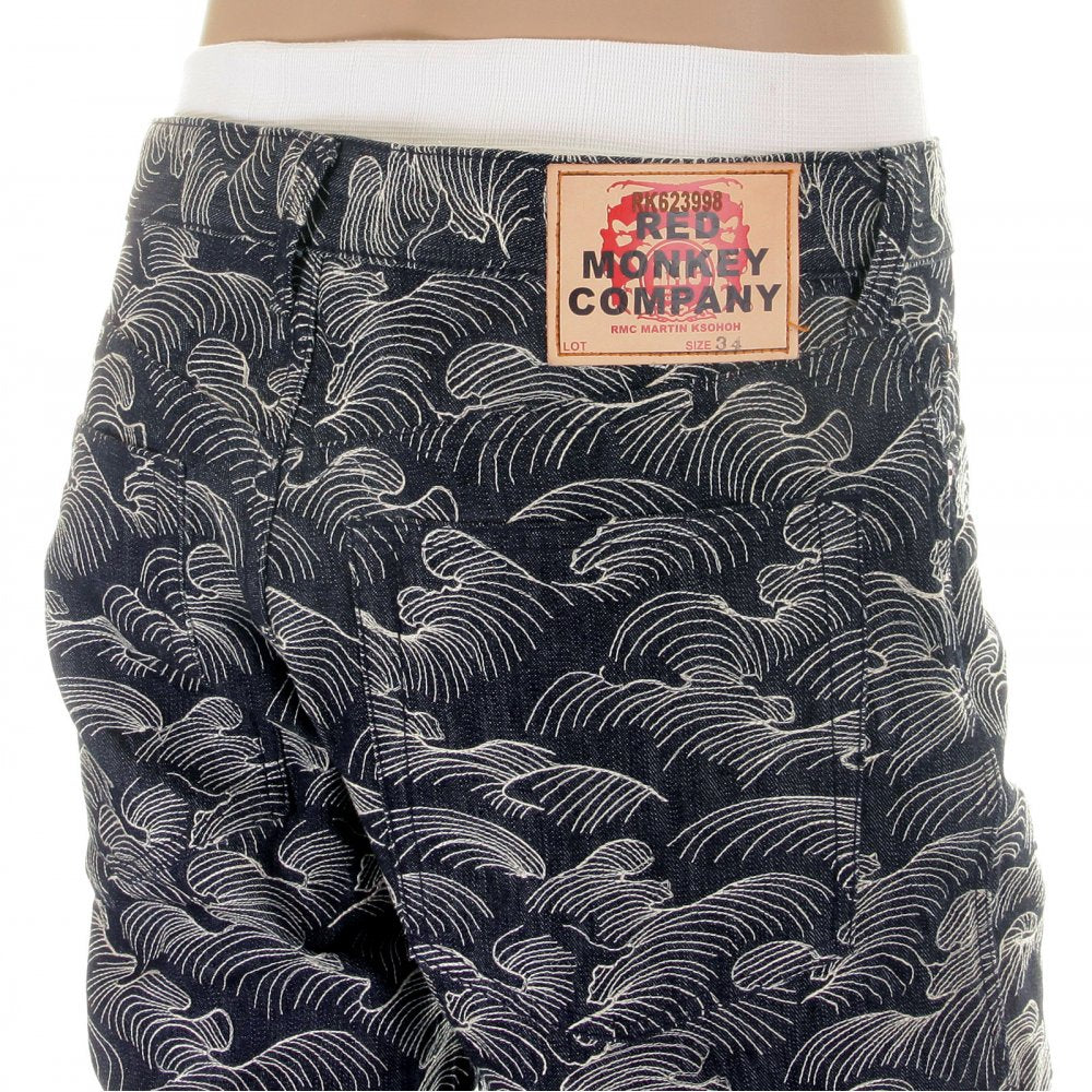 Shop for Mens Denim Shorts with White Embroidery