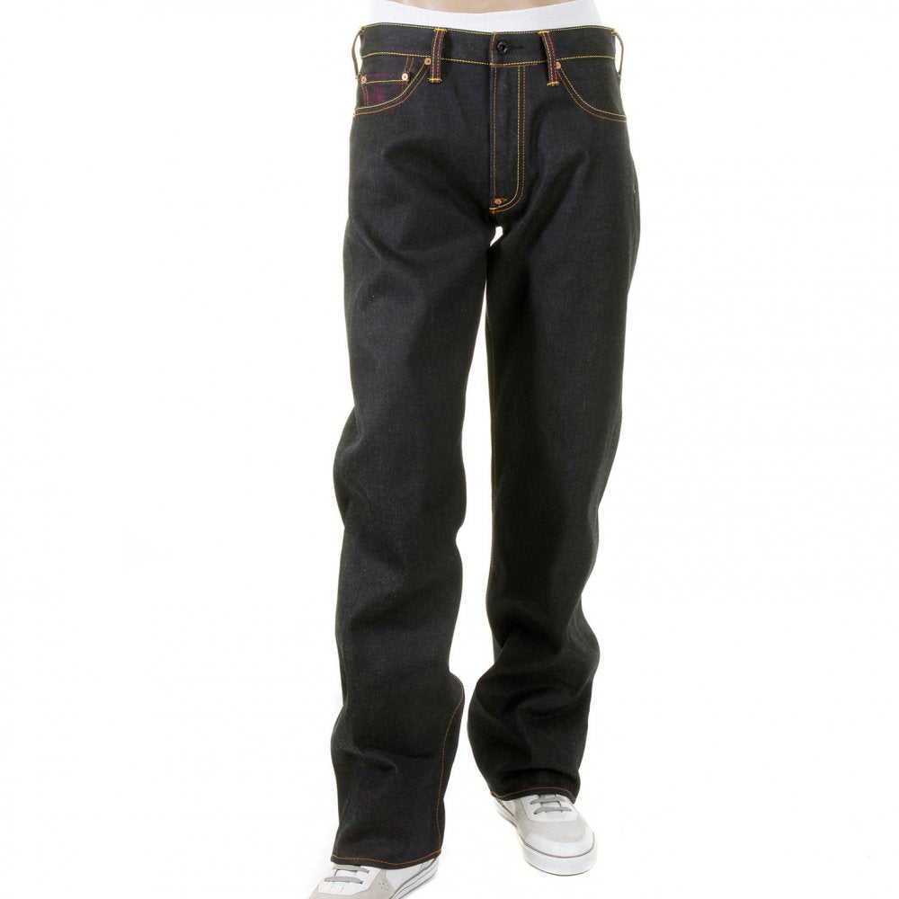 Mens Vintage Cut Dark Indigo Raw Denim Jeans