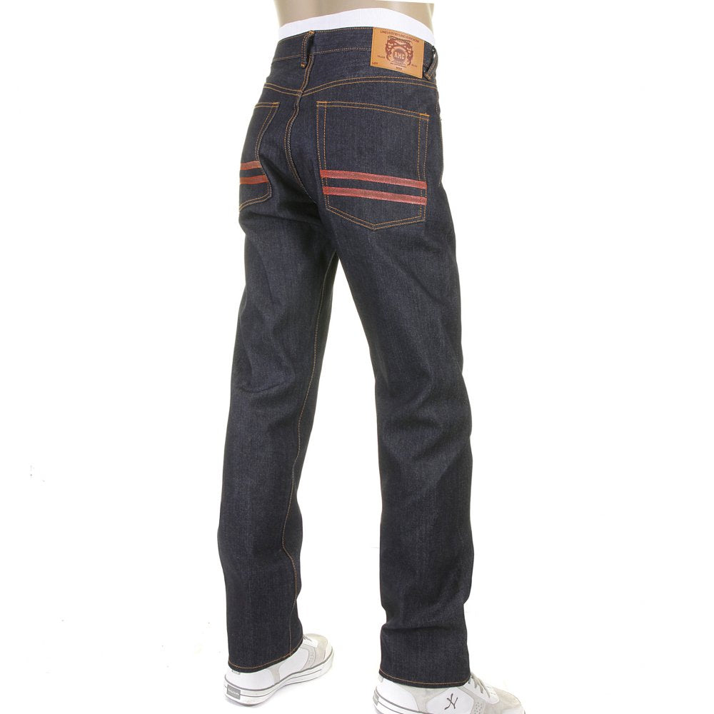 Red and Blue Selvedge Dark Indigo Raw Denim Jeans