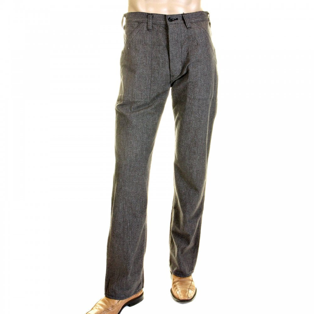 Mens Loose Fit Fiction Romance Vintage Cut Charcoal Grey Black Cotton Covert Engineer Pants SC40942