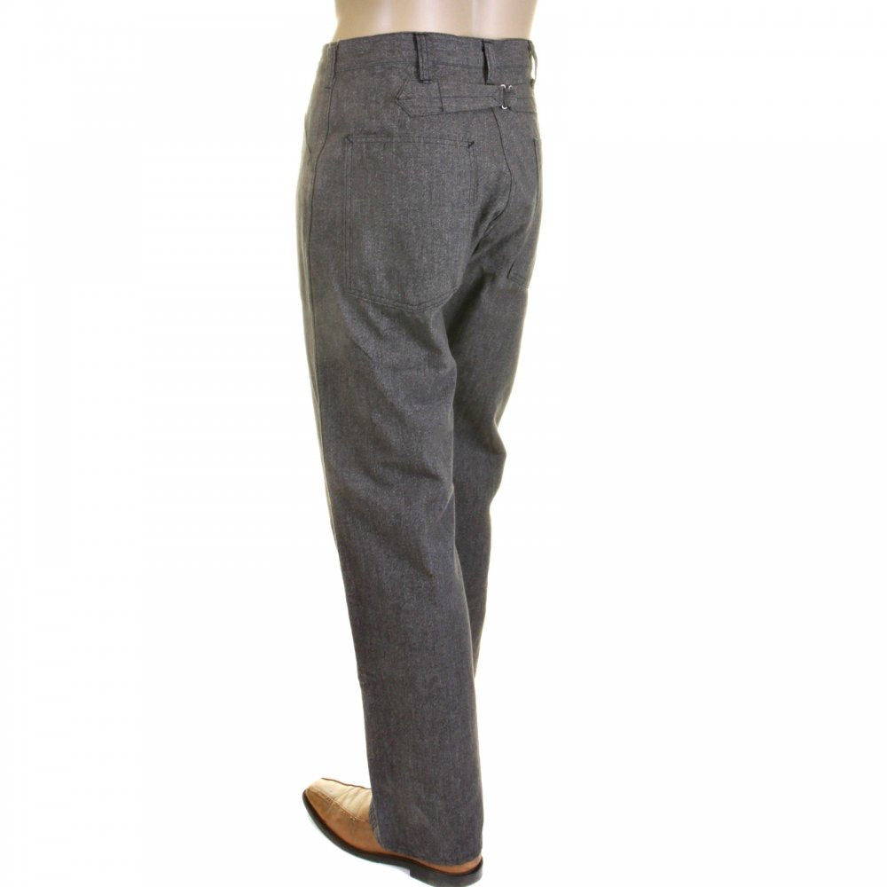 Mens Loose Fit Fiction Romance Vintage Cut Charcoal Grey Black Cotton Covert Engineer Pants SC40942