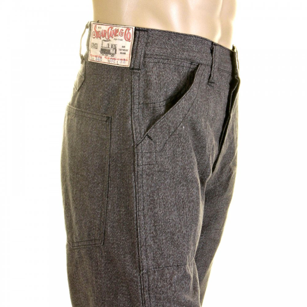 Mens Loose Fit Fiction Romance Vintage Cut Charcoal Grey Black Cotton Covert Engineer Pants SC40942