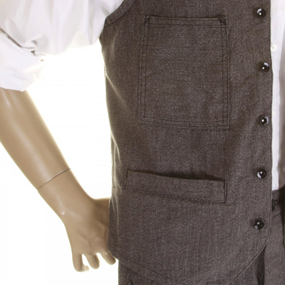 Fiction Romance Vintage Cut Grey Black Covert Engineer Work Waistcoat Vest for Men SC12243