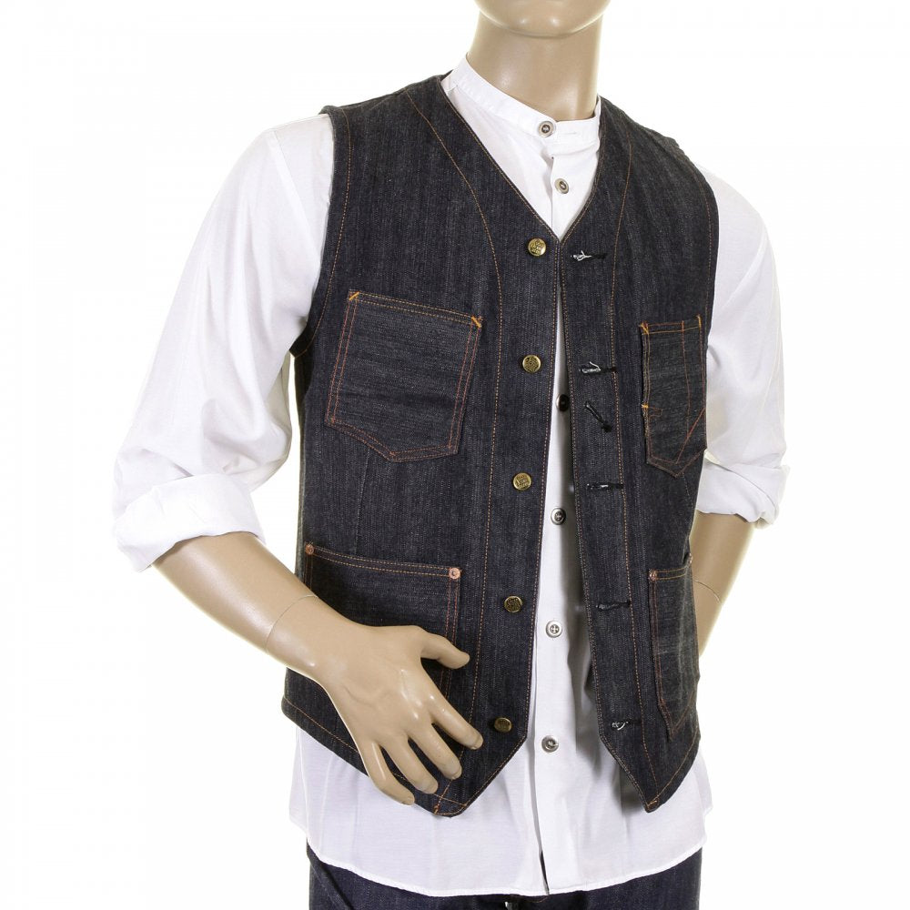 Mens Fiction Romance Blue Denim Vintage Cut Non Wash Regular Fit Work Vest Waistcoat Top SC12242N