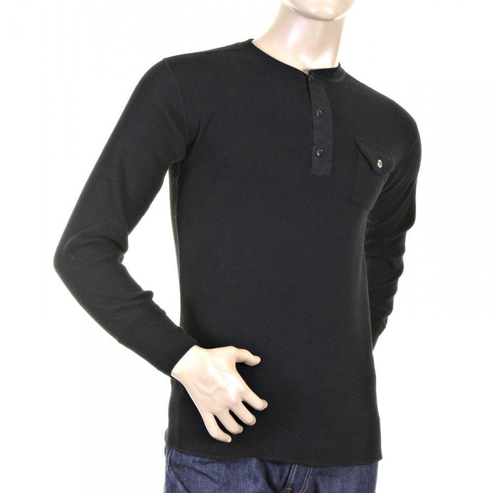 Mens Black Henley Neck Long Sleeve Fiction Romance Regular Fit Long Sleeve T-shirt SC65293