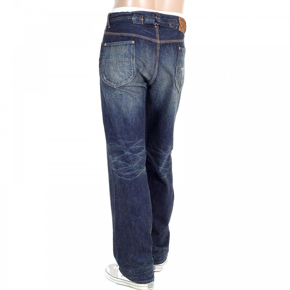 Mens 1930s Cowboy Vintage Cut Japanese Selvedge Lone Star Hard Wash Aged Navy Denim Jeans SC41111H