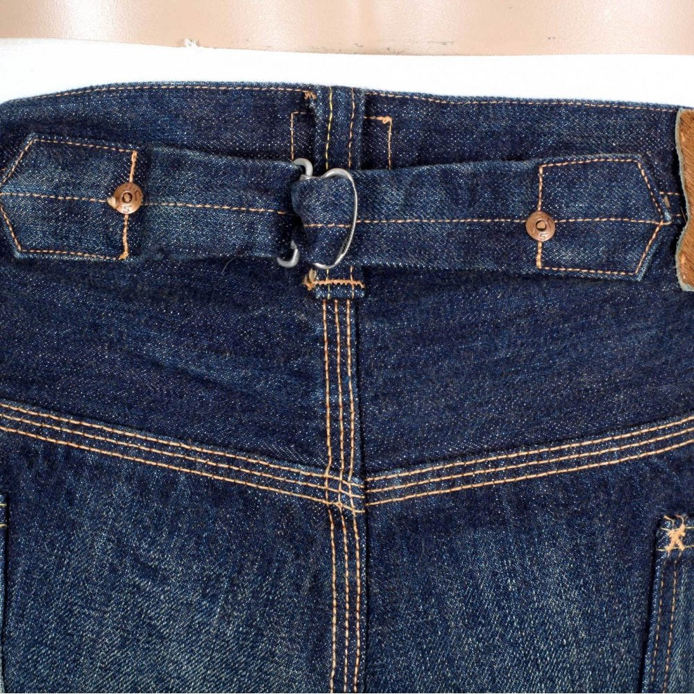 Mens 1930s Cowboy Vintage Cut Japanese Selvedge Lone Star Hard Wash Aged Navy Denim Jeans SC41111H