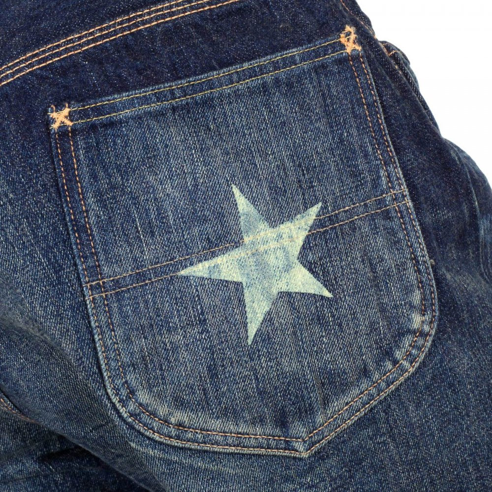 Mens 1930s Cowboy Vintage Cut Japanese Selvedge Lone Star Hard Wash Aged Navy Denim Jeans SC41111H