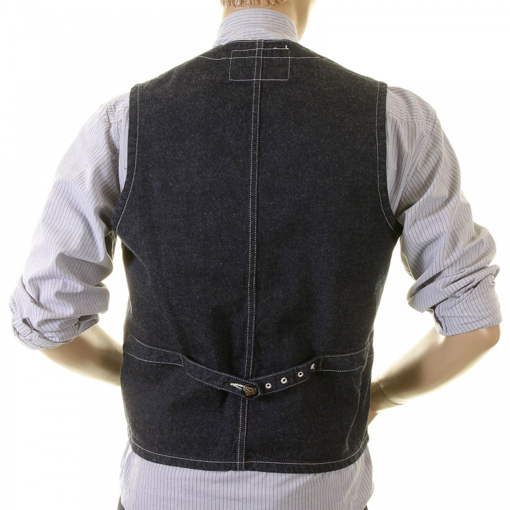 Mens Wabash Engineer Navy Dot Striped Vintage Cut Regular Fit Denim Waistcoat Work Vest SC12361A