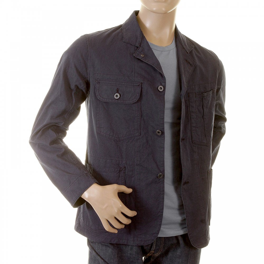 Mens Pinstriped Vintage Cut Regular Fit USA Made Work Jacket in Navy SC12455