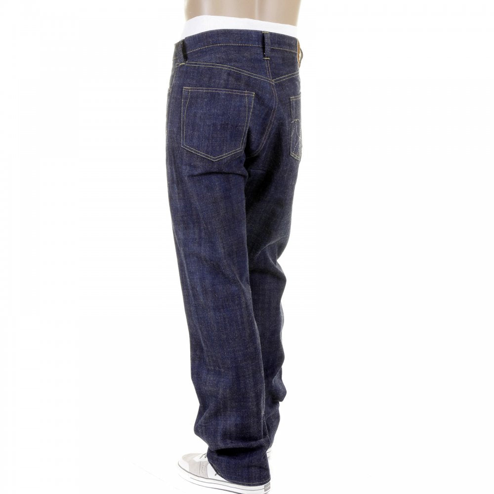 Mens Hawaiian Vintage Cut Navy None Wash Raw Japanese Selvedge Denim Jeans SC40401N