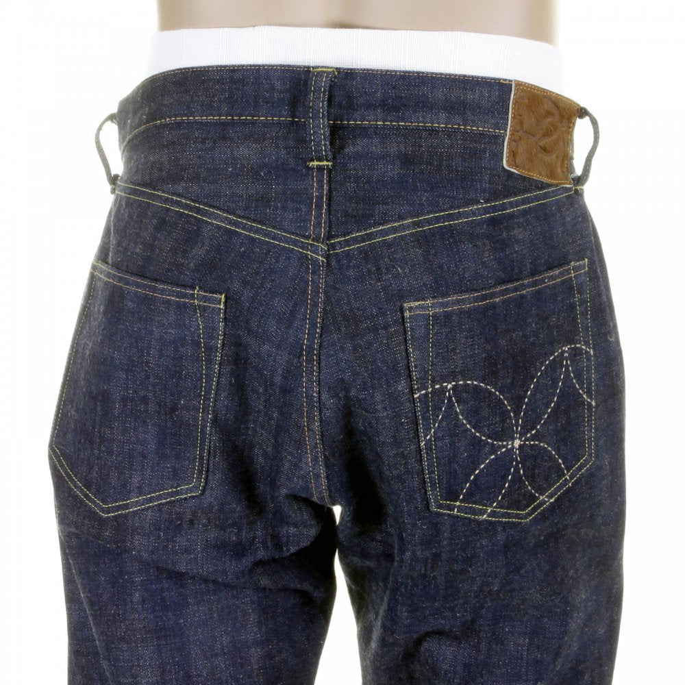 Mens Hawaiian Vintage Cut Navy None Wash Raw Japanese Selvedge Denim Jeans SC40401N