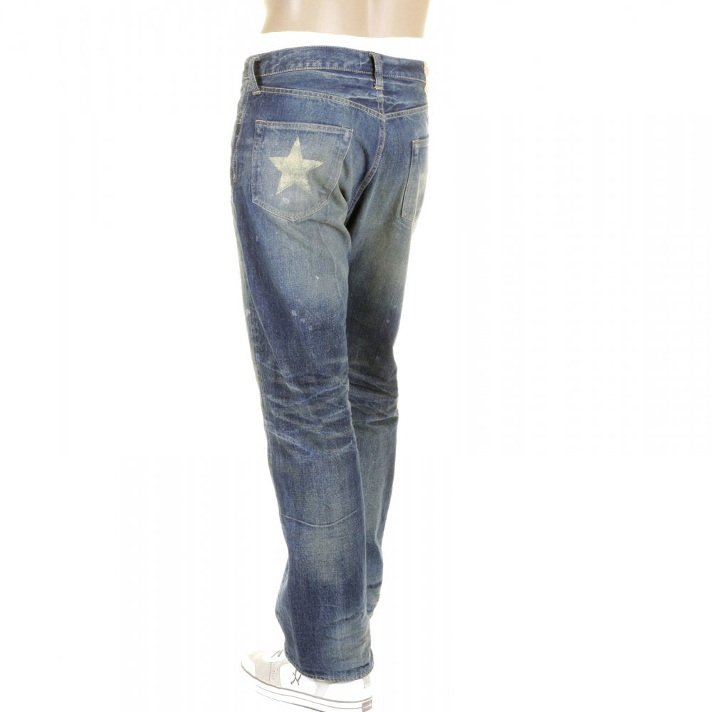 Mens Lone Star Vintage Cut 10 Year Aged Japanese Selvedge Denim Jeans with Heavy Fading and Whiskering SC40902R