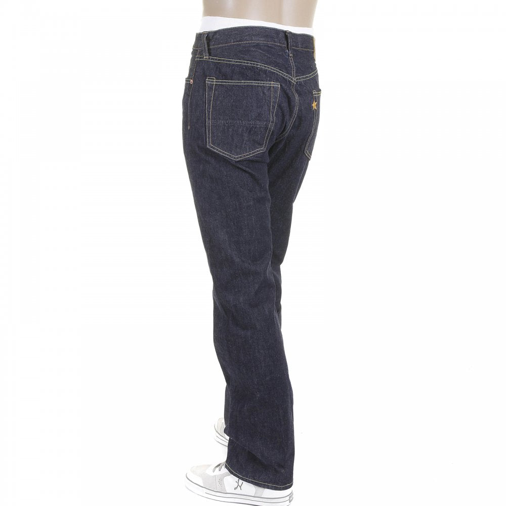 Mens Navy Slimer Cut Rinsed One Wash Low Rise Japanese Selvedge Denim Jeans SC40724A