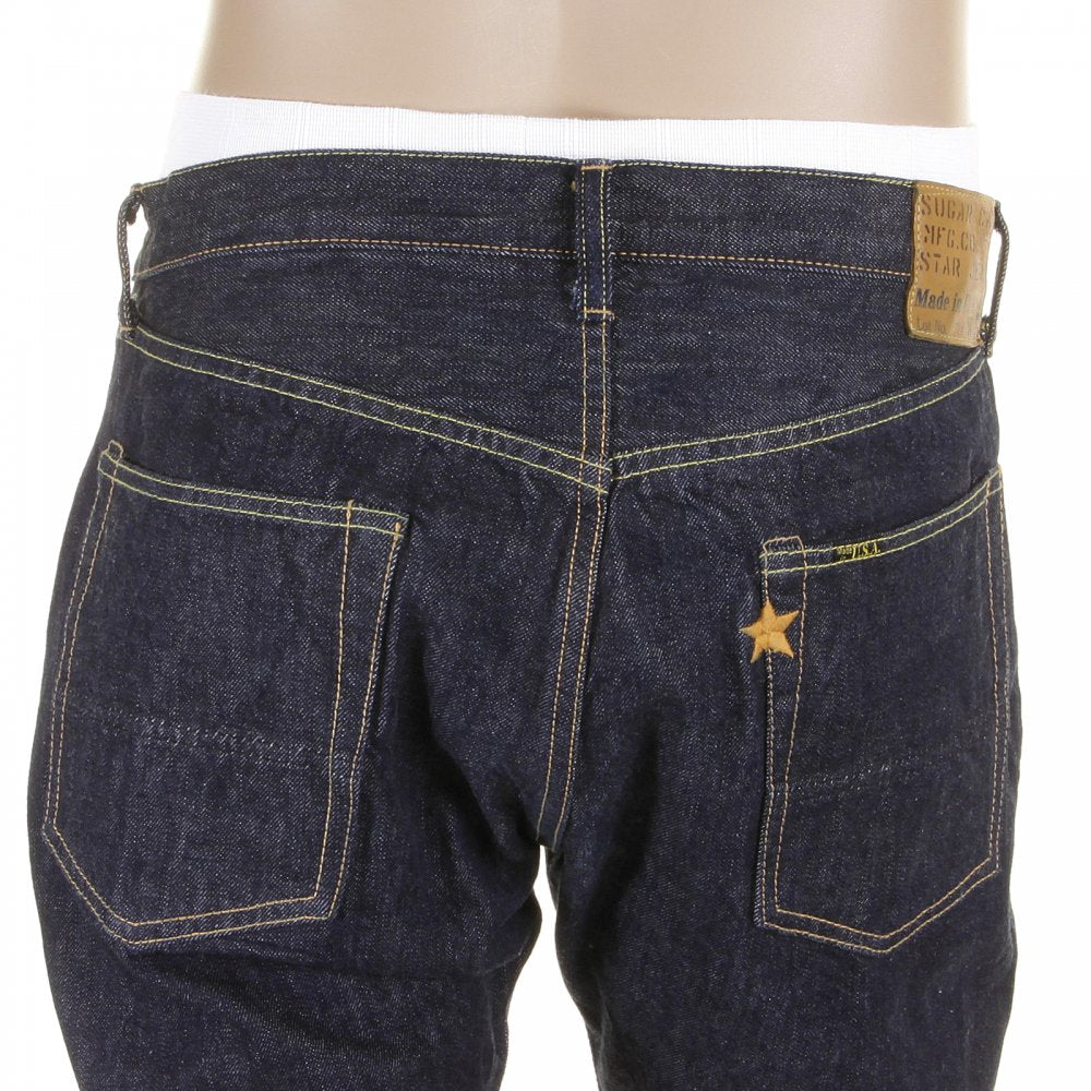 Mens Navy Slimer Cut Rinsed One Wash Low Rise Japanese Selvedge Denim Jeans SC40724A