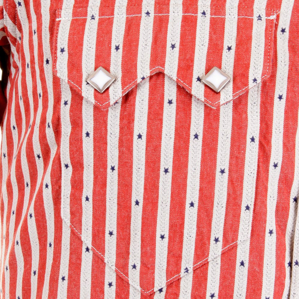 Mens Long Sleeve Regular Fit Western Wear Dobby Striped Shirt in Doddyred and Off White SC25369