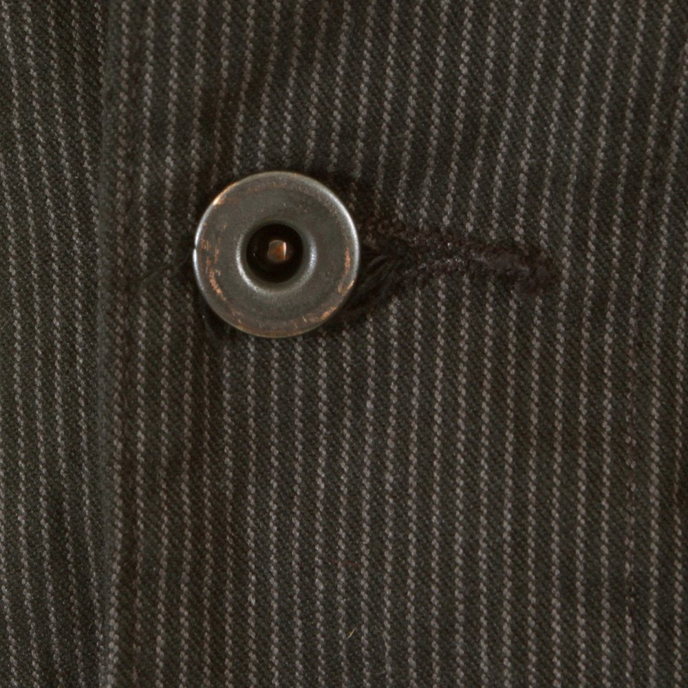 Mens Black Japanese Cotton Vintage Cut Regular Fit Striped Waistcoat Work Vest SC12458