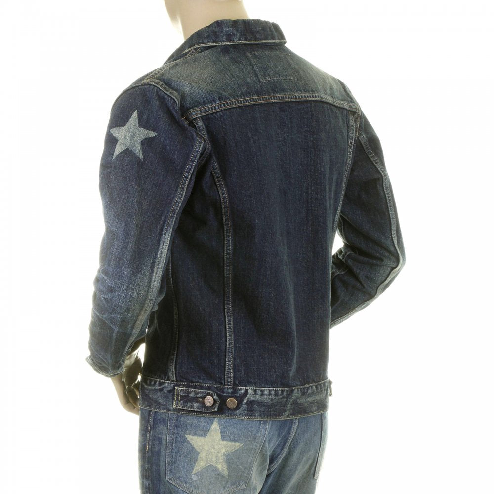 Lone Star 5 Year Aged Button Front Fitted Dark Hard Wash Denim Jacket for Men SC11901H