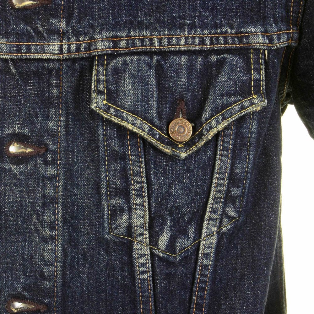 Lone Star 5 Year Aged Button Front Fitted Dark Hard Wash Denim Jacket for Men SC11901H