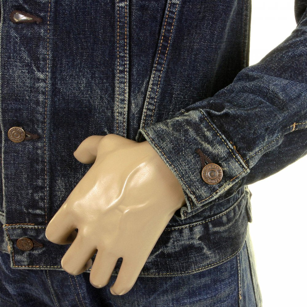 Lone Star 5 Year Aged Button Front Fitted Dark Hard Wash Denim Jacket for Men SC11901H