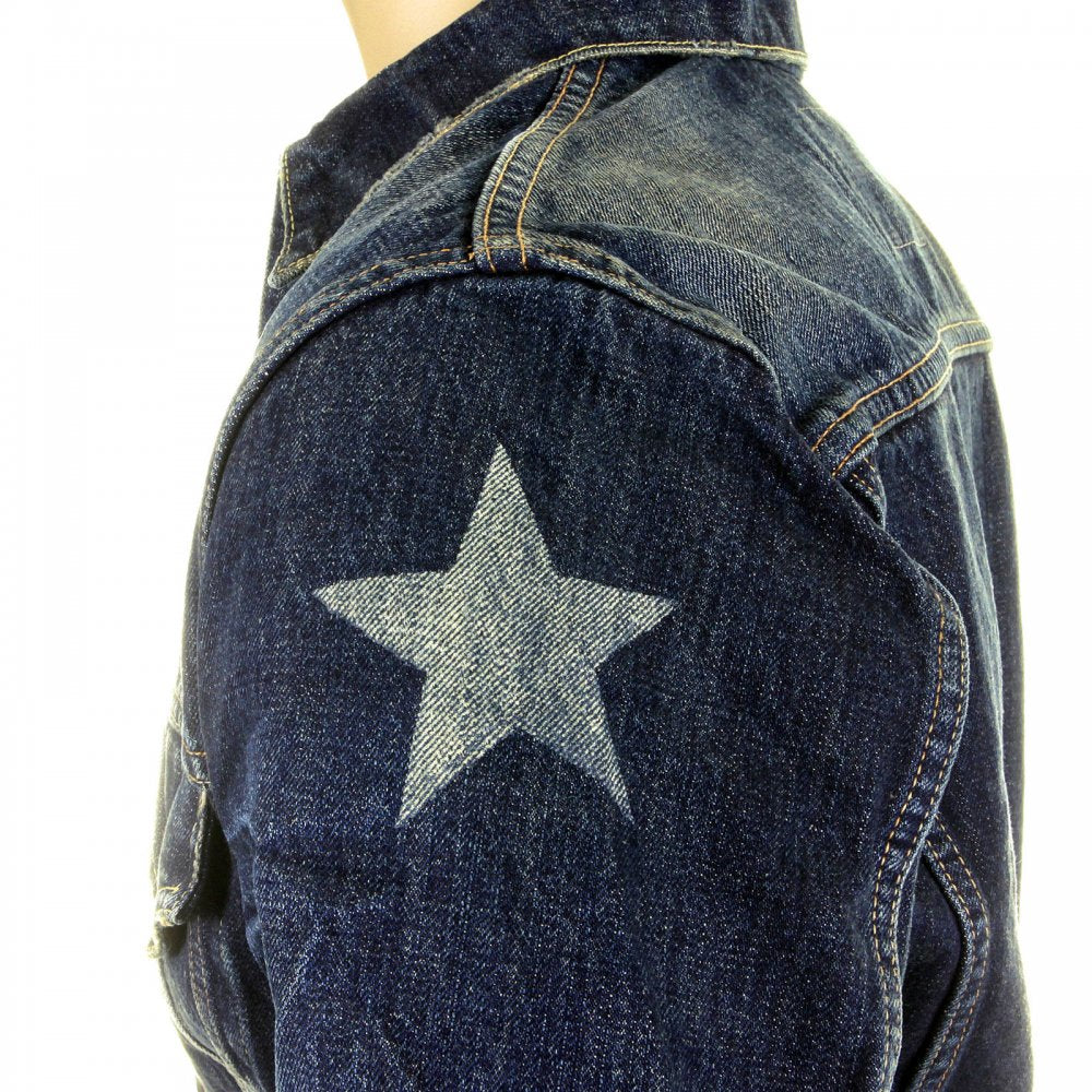 Lone Star 5 Year Aged Button Front Fitted Dark Hard Wash Denim Jacket for Men SC11901H