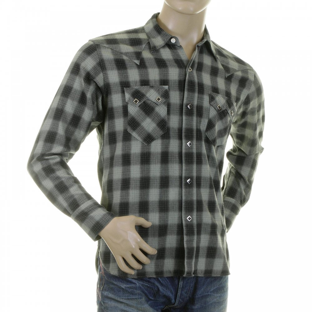Mens Woven Grey Check Long Sleeve Western Regular Fit Cotton Shirt with Soft Pointed Collar SC25371