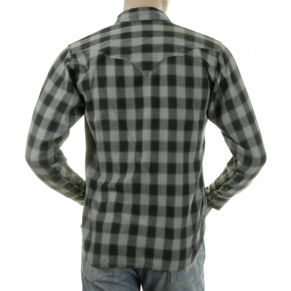 Mens Woven Grey Check Long Sleeve Western Regular Fit Cotton Shirt with Soft Pointed Collar SC25371