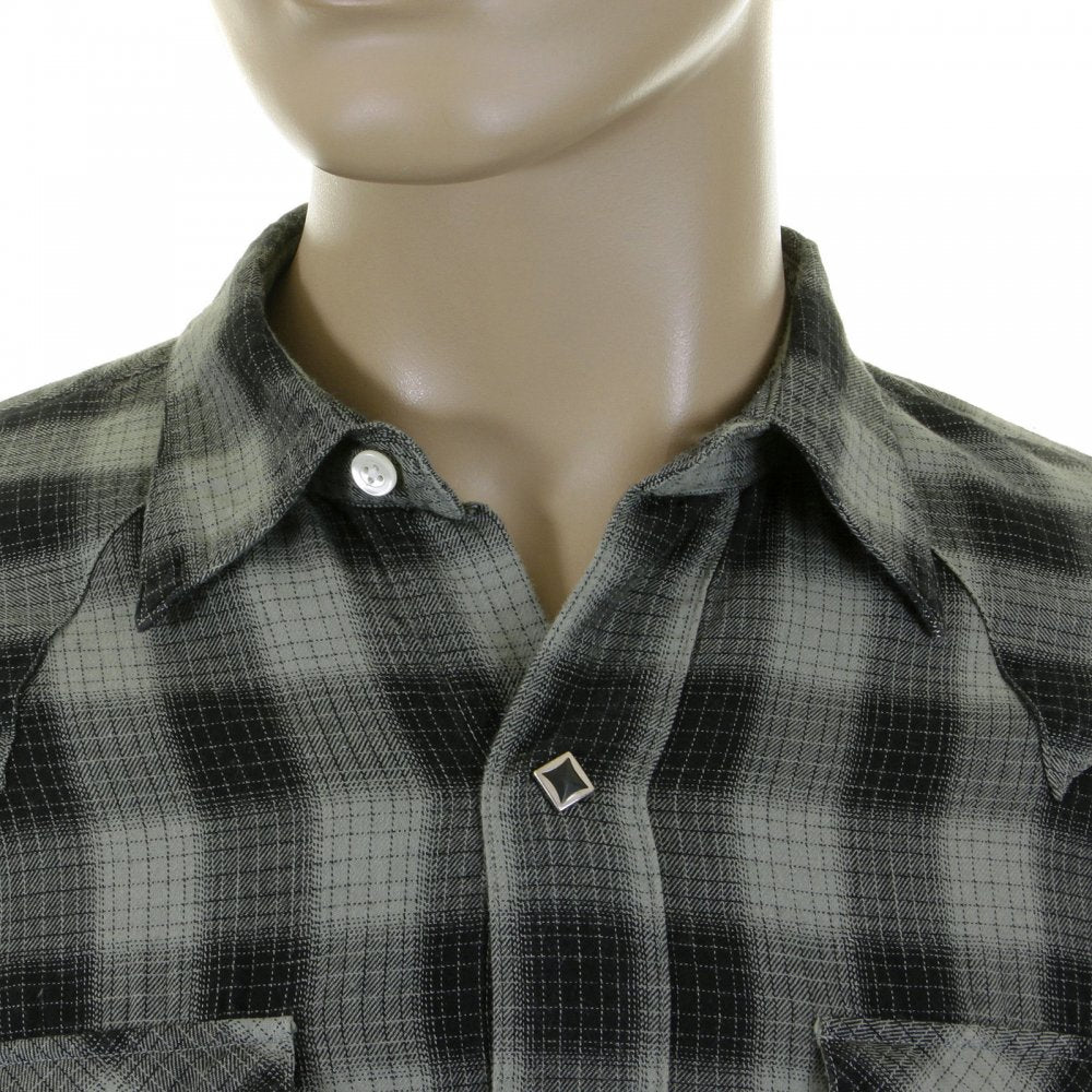 Mens Woven Grey Check Long Sleeve Western Regular Fit Cotton Shirt with Soft Pointed Collar SC25371