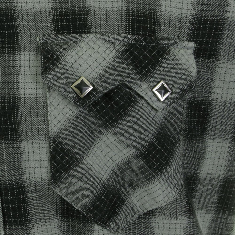 Mens Woven Grey Check Long Sleeve Western Regular Fit Cotton Shirt with Soft Pointed Collar SC25371