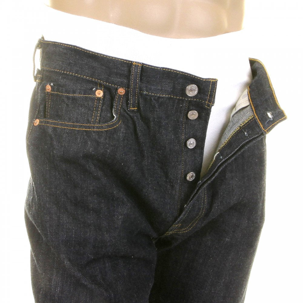 Navy One Wash 1966 Style Vintage Cut Japanese Selvedge Denim Jeans for Men SC41966A