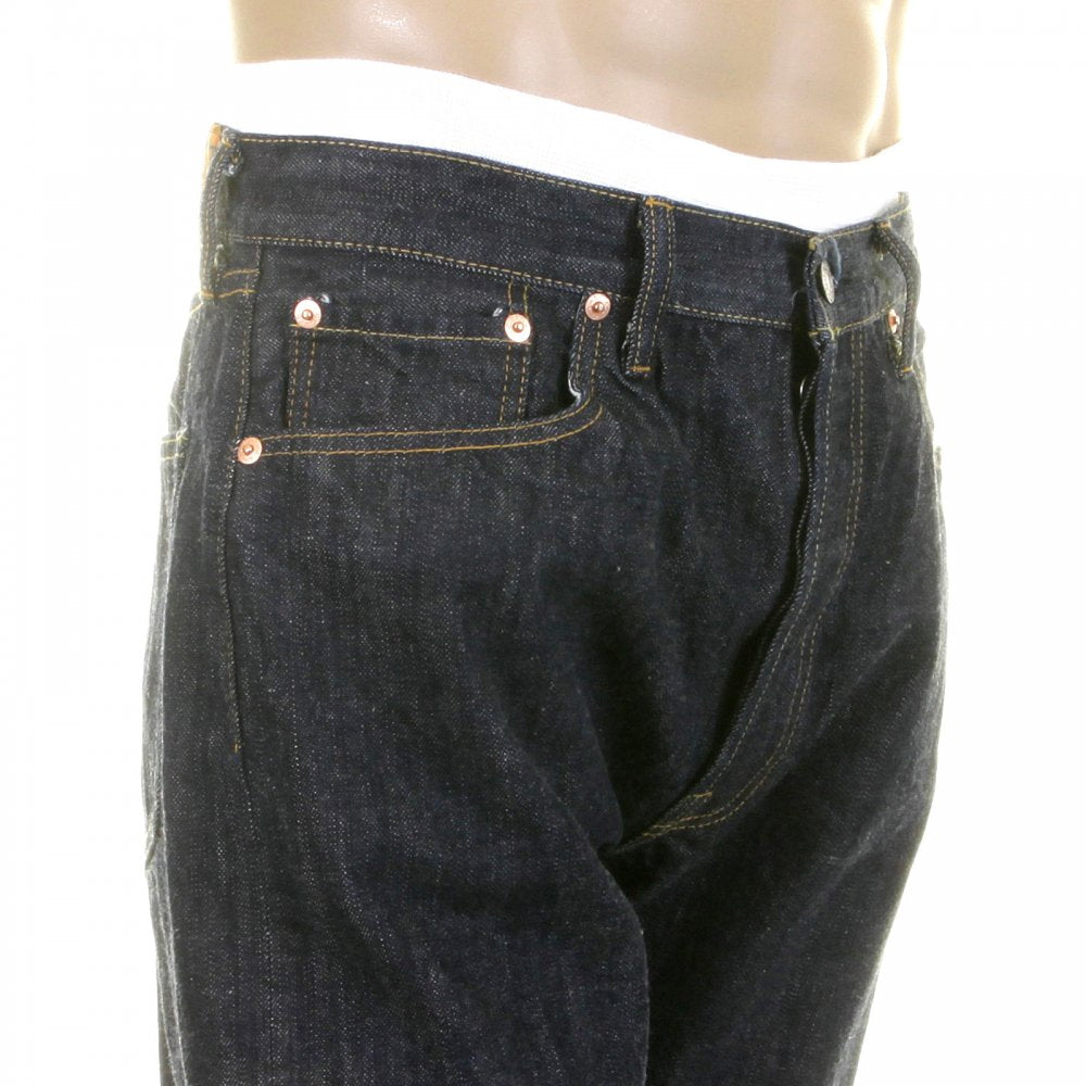 Navy One Wash 1966 Style Vintage Cut Japanese Selvedge Denim Jeans for Men SC41966A