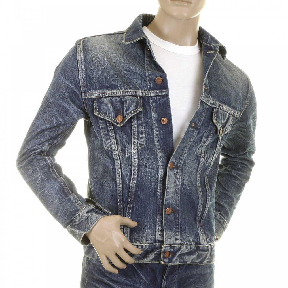 Lone Star Hard Light Wash Button Front Fitted Denim Jacket for Men SC11901H