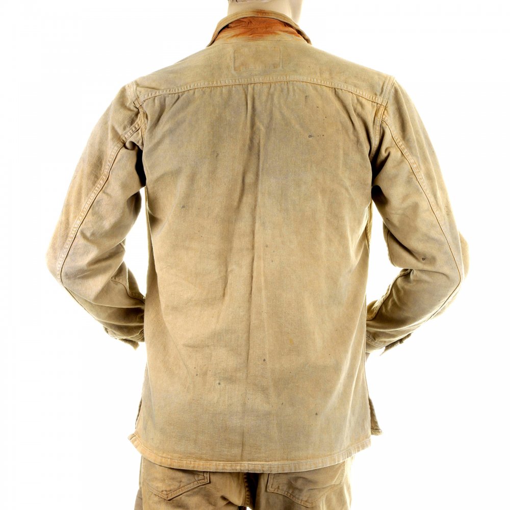 Mens Brown Vintage Wash Fiction Romance Denim Button Front Workwear Jacket SC12241H