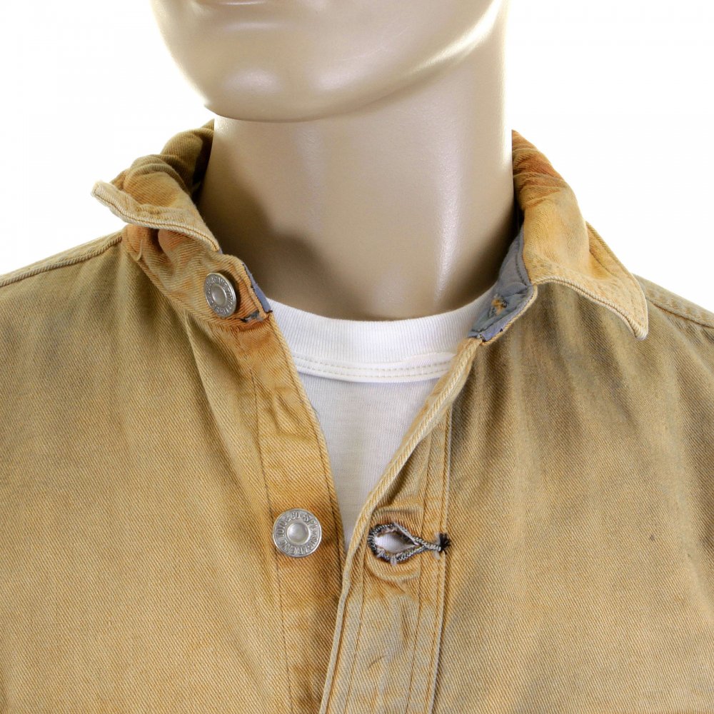 Mens Brown Vintage Wash Fiction Romance Denim Button Front Workwear Jacket SC12241H