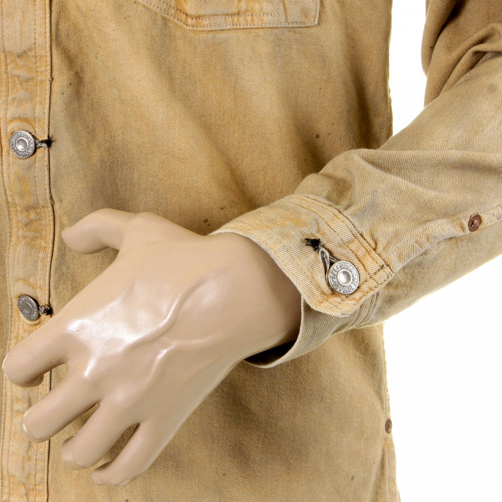Mens Brown Vintage Wash Fiction Romance Denim Button Front Workwear Jacket SC12241H