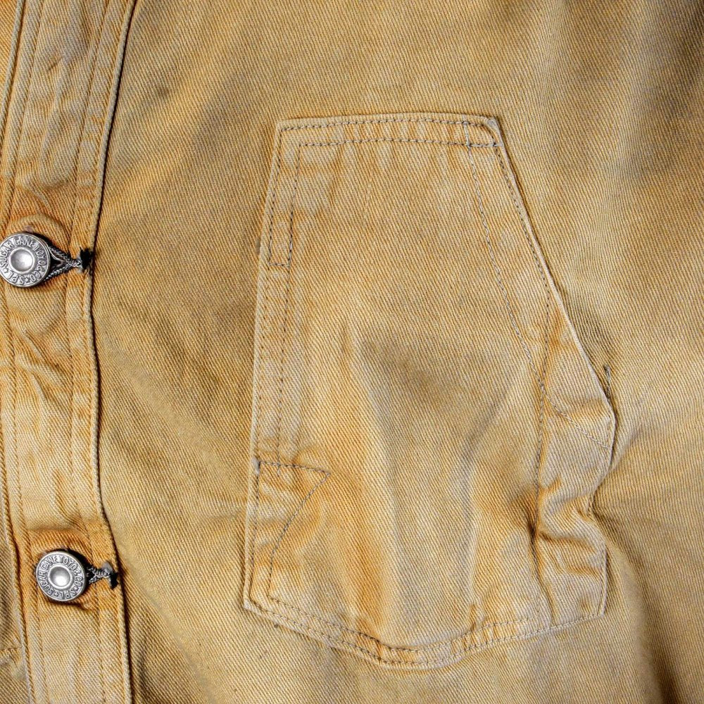 Mens Brown Vintage Wash Fiction Romance Denim Button Front Workwear Jacket SC12241H