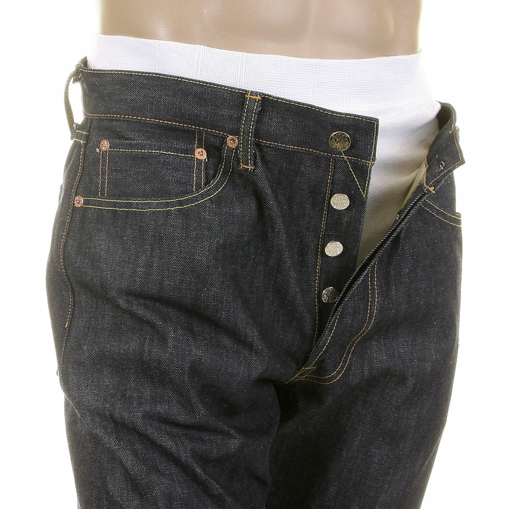 Mens Navy Slimmer Fitting Japanese Selvedge Non Wash Dry Star Denim Jeans SC40724N
