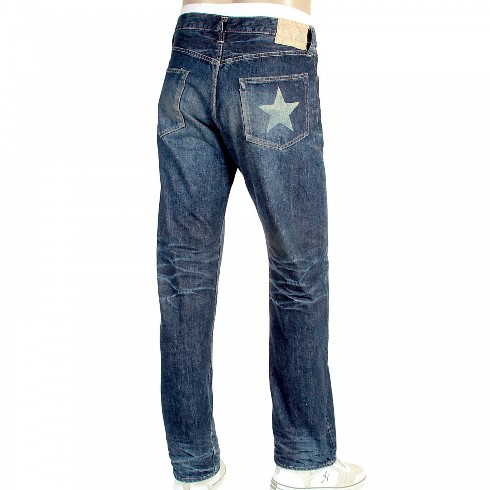 Vintage Cut Lone Star Hard Dark Japanese Selvedge Denim Jeans for Men SC40901H