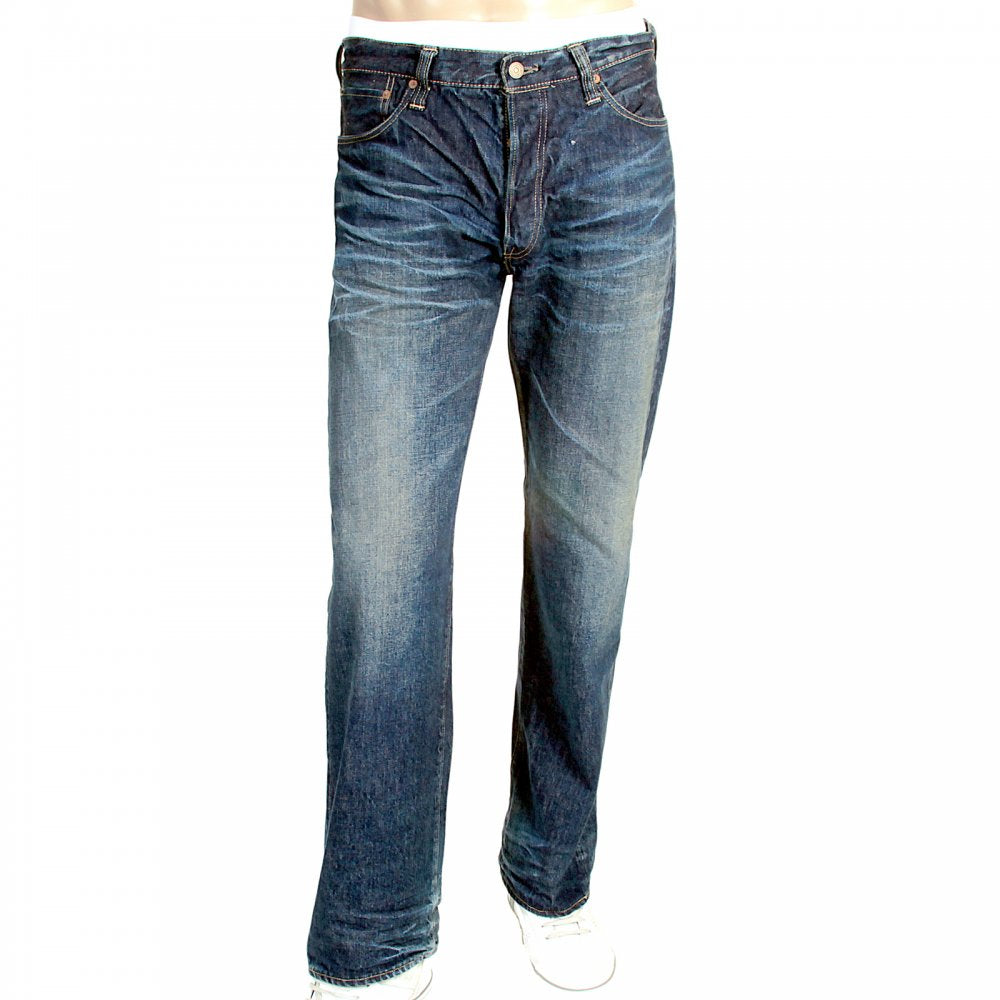 Vintage Cut Lone Star Hard Dark Japanese Selvedge Denim Jeans for Men SC40901H