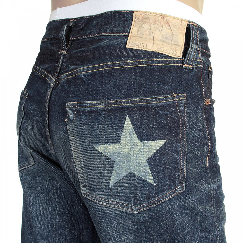 Vintage Cut Lone Star Hard Dark Japanese Selvedge Denim Jeans for Men SC40901H