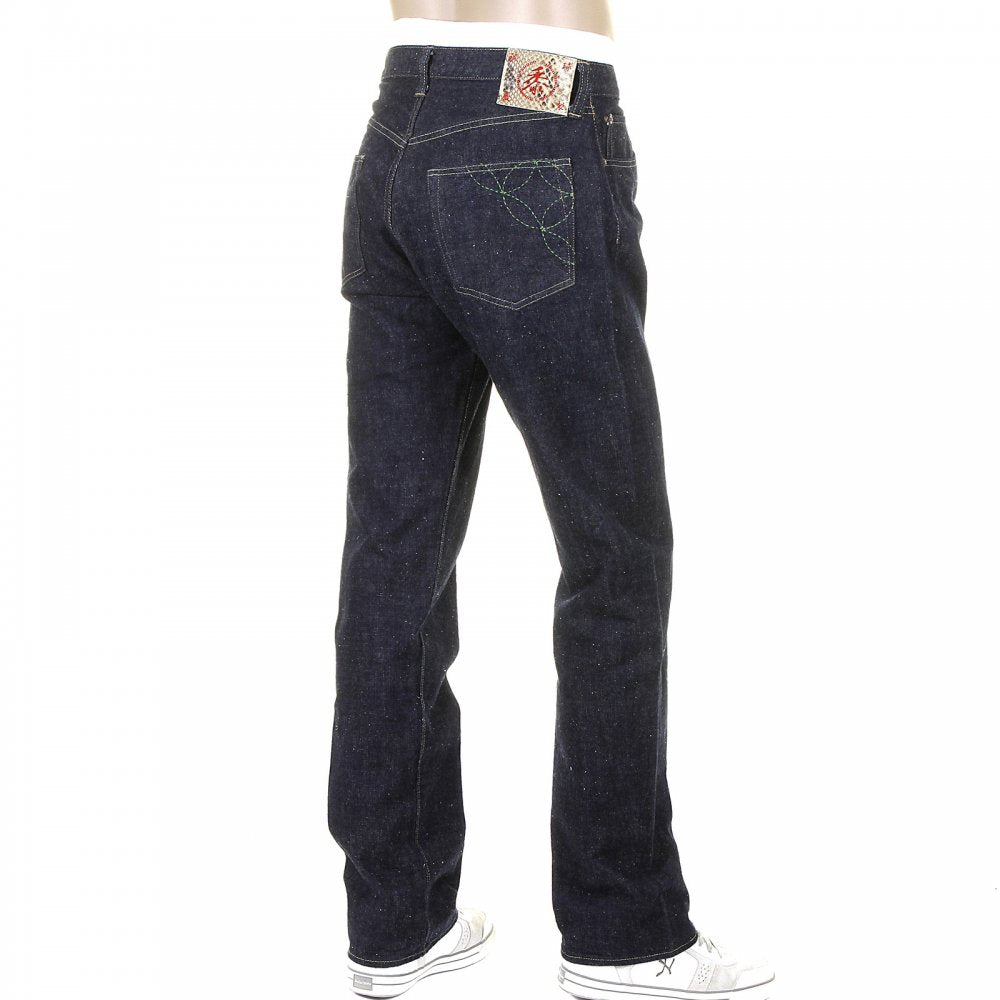 Mens Okinawa One Wash Vintage Cut Cotton Selvedge Denim Jeans with Button Fly SC40301A