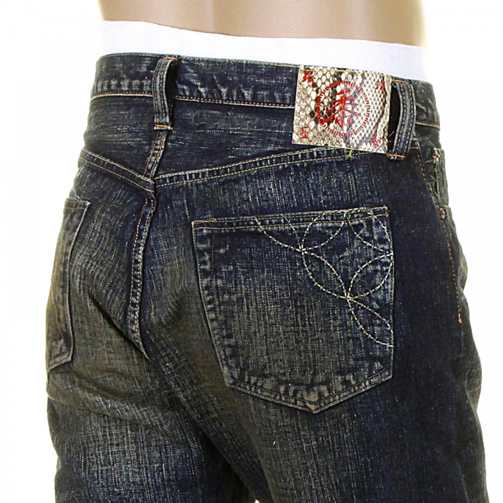 Mens Okinawa Vintage Cut Button Fly Selvedge Hard Wash Denim Jeans SC40301H