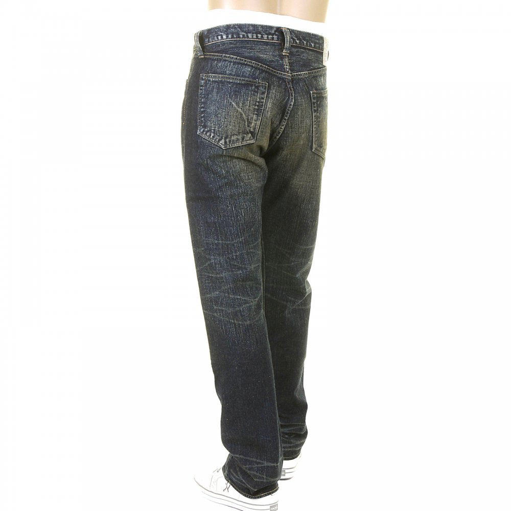 Mens Okinawa Vintage Cut Button Fly Selvedge Hard Wash Denim Jeans SC40301H