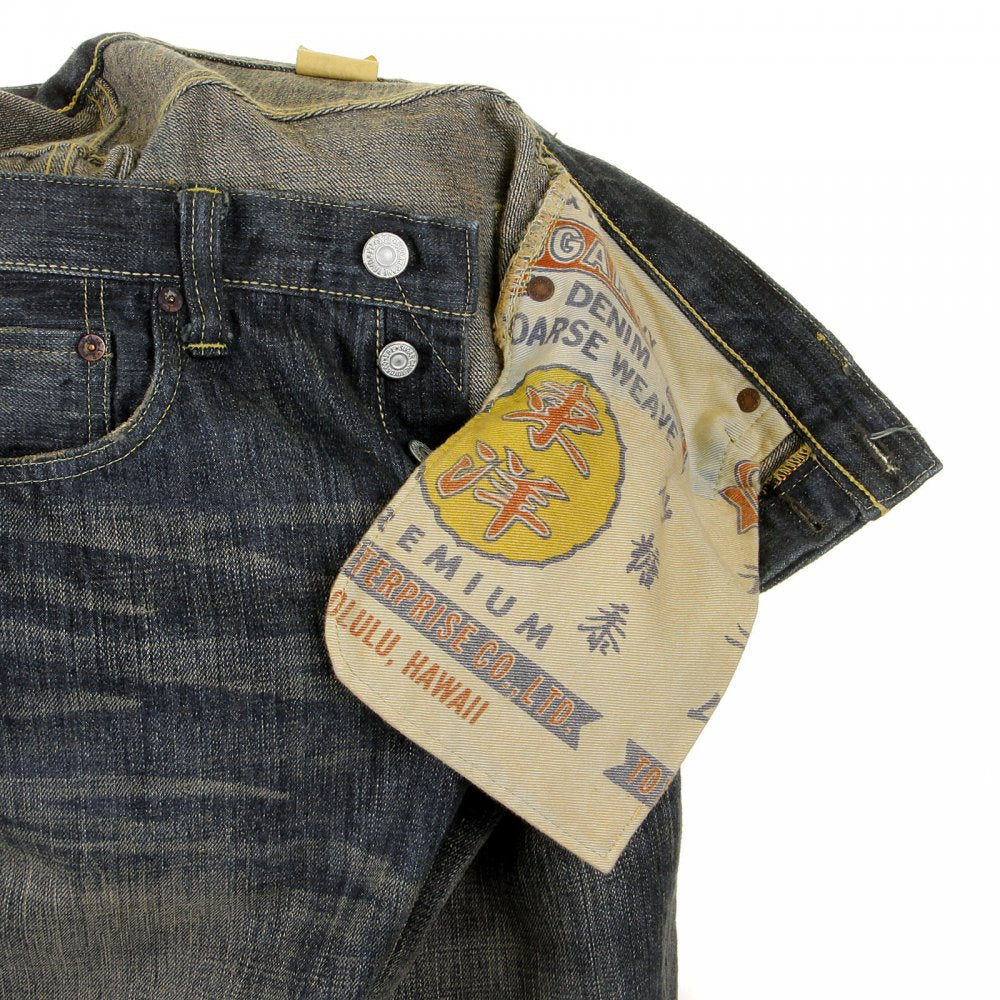 Mens Hawaiian Vintage Cut Hard Wash Japanese Selvedge Denim Jeans SC40401H