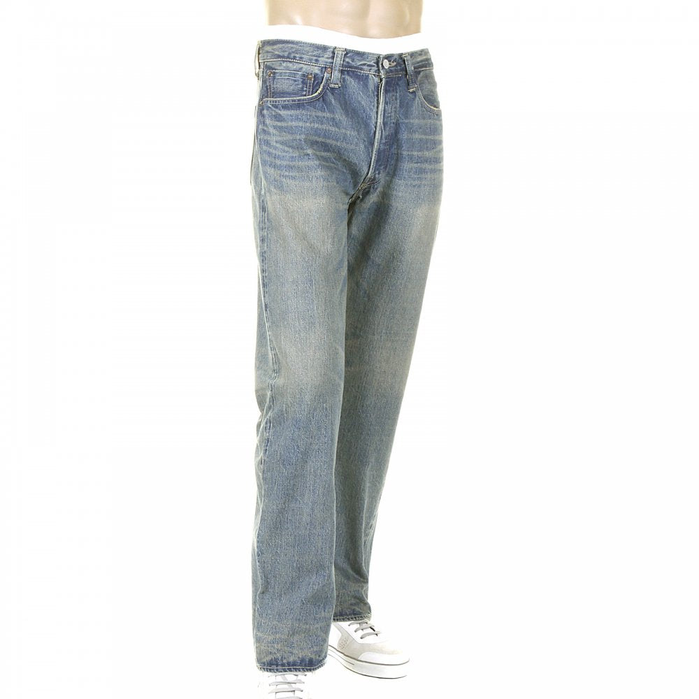 Mens Light Vintage Cut Original Hard Wash Japanese Selvedge Denim Jeans SC41947H